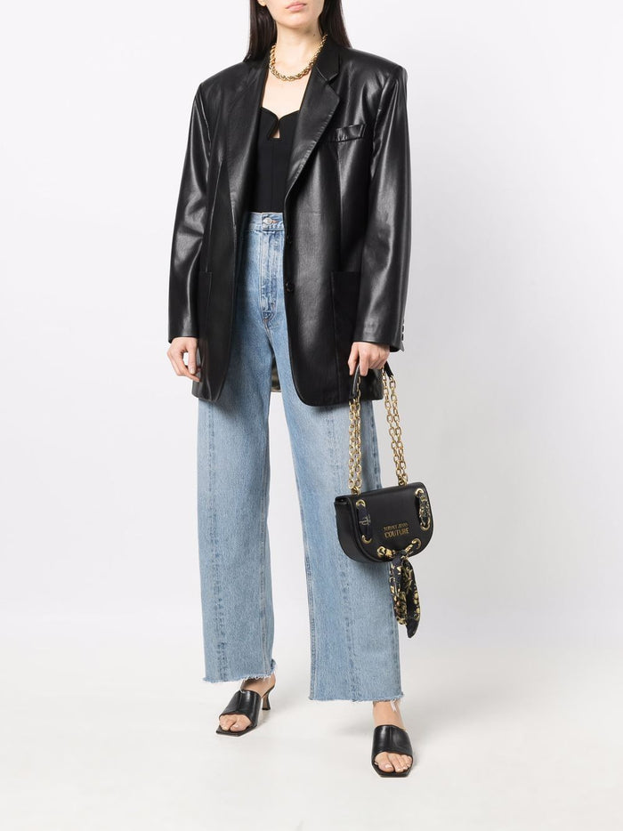 VERSACE WOMEN Scarf-detail crossbody bag Black/Gold - MAISONDEFASHION.COM