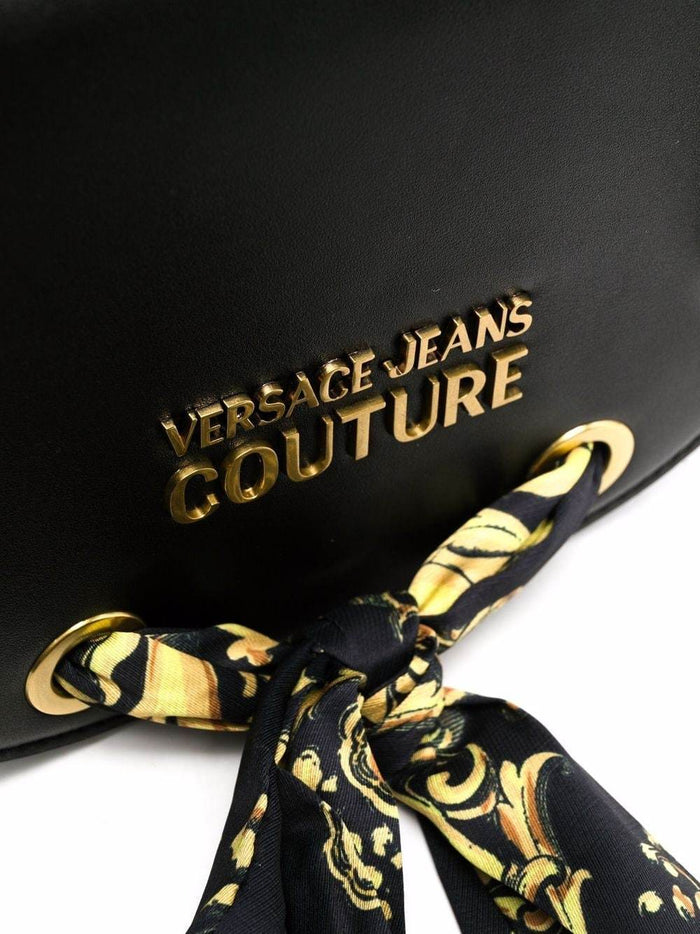 VERSACE WOMEN Scarf-detail crossbody bag Black/Gold - MAISONDEFASHION.COM