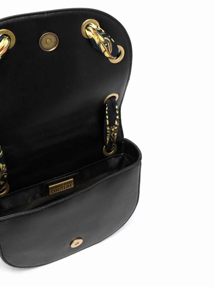 VERSACE WOMEN Scarf-detail crossbody bag Black/Gold - MAISONDEFASHION.COM