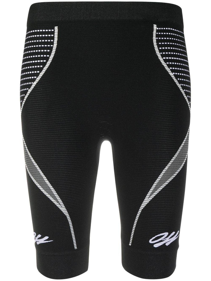 Off-White Women's Logo Print Panelled Cycling Shorts Black - Maison De Fashion