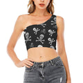 Women's Skulls One-Shoulder Cropped Tank Top